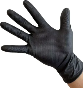 Examination Latex Free Heavy Work Black Nitrile Gloves Disposable Black Diamond Grip Nitrile Gloves