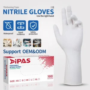 Extra Long 12 Inch Powder Free Nitrile Gloves White Disposable