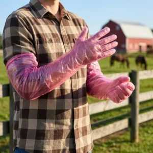Extra Long 92cm PE Insemination Gloves Elastic Band for Cow Pig Sheep Farm Examination