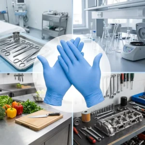 Extra Small Large Blue Nitrile Powder Free Disposable Waterproof Oil proof Safety Gloves