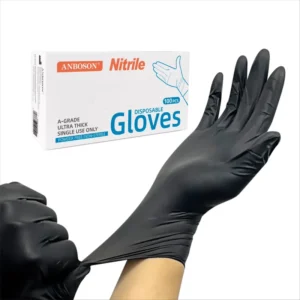 FDA Approved Powder Free Disposable Nitrile Gloves Black Medical Exam Safety Micro Textured Surface Touch
