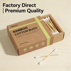 FSC Certified Bamboo Cotton Swabs 100% Biodegradable Organic Cotton Buds Double Head Ear Swabs for Baby & Personal Care OEM/ODM