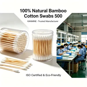 Factory 100% Pure Cotton Swab Bamboo Stick Disposable Cotton Bud for Personal Care 500pcs High Quality