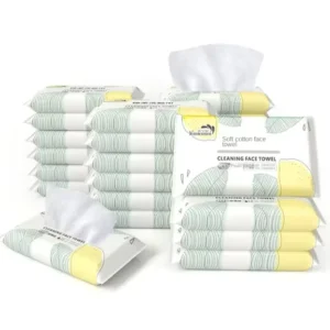 Factory Custom Logo Biodegradable Pure Cotton Antibacterial Extra Soft Dry Wet Use 16pcs Travel Facial Wipes