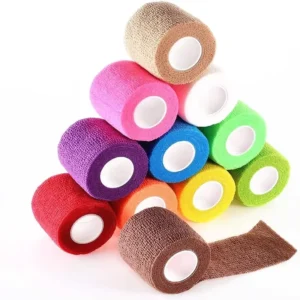 Factory Custom Logo Printed Cohesive Bandage Breathable Elastic Wrap Non Woven Tape 5m Length 10cm 5cm Width