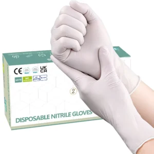 Factory Direct 9 Inch White Nitrile Exam Gloves Disposable Powder Free Medical Grade Gloves for Healthcare
