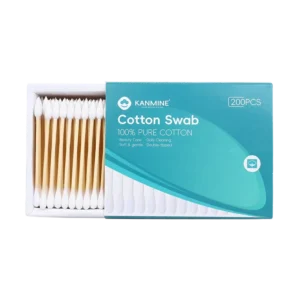 Factory OEM Custom Package Pointed Round Tip Cotton Bud 200pcs Bamboo Stick Cotton Swab with Drawer Paper Box