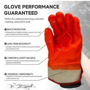 Factory Price 27cm Fluorescent Double Dipped PVC Hand Protection Gloves with Safety Cuff for Global