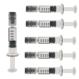 Factory Price Disposable Distillate 1ml Short Glass Syringe with Rigid Packaging Box