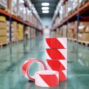 Factory Price Sign Tape Warning Roll Non-Adhesive Beacon Tape Single Sided 100 Mx 80 mm Red White Barrier BOPP Rubber Waterproof