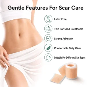 Factory Supply OEM EO Sterile Medical Grade Silicone Scar Tape Roll Self Adhesive Wound Dressing for C Section Burn Surgical