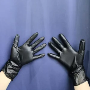 Fall Season Black PVC Disposable Powder Free Nitrile Blend Medical Examination Gloves Thin DingJie DJ M