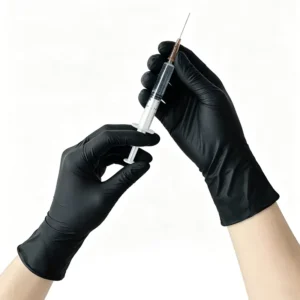 Fingertips textured Nitrile Gloves Medical Examination Hospital 4mil Powder Free Black Disposable Nitrile Gloves for Healthcare