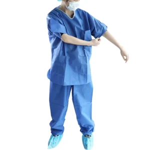 Fluid Resistant Scrub Wear Ideal Non sterile SMS Shirts and Pants Anti Static Small Shirts Medicla Disposable Scrub Suit