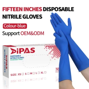 Food Grade 15-Inch Blue Nitrile Gloves Powder-Free & Durable