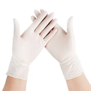 Food Grade Disposable Latex Gloves Milky White 5g Powder Free Textured Fingers High Elasticity Durable Natural Latex