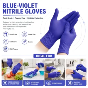 Food Grade Disposable Nitrile Gloves Powder Free Protective Gloves, Customizable Factory Direct Supply