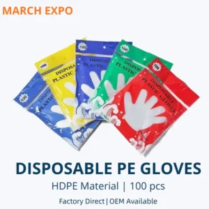 Food Handling PE Plastic Disposable Gloves HDPE Polyethylene Disposable Gloves