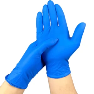 Food grade Disposable Nitrile Gloves Blue High elasticity Durable PVC TPE Reinforced Cuff Powder free Silicone free 5gram