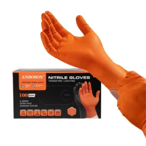 For Heavy Duty Chemical Resistant Diamond Textured 8 10 Mil Mechanic Safety Disposable Black Nitrile Gloves Elastic for