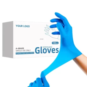 Free Sample High Quality Food Grade Blue Black Powder Free Nitrile Disposable Examination Glove Logo Custom
