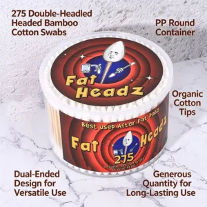 Free Sample Portable Disposable Double Big Head 275pcs Cotton Bud Bamboo Stick Cotton Swab with PP Round Box