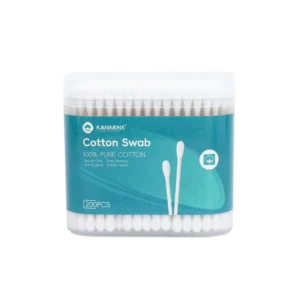 Friendly Q tip Dual Ends Bio degradable Cotton Bud 200pcs Bamboo Stick Cotton Swab with square Box for Ear Cleaning Makeup