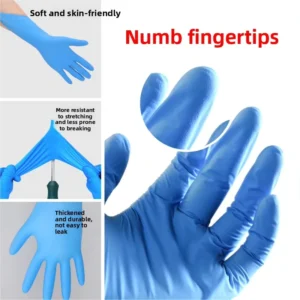 Full Qualifications Single Use Thickened Pure Nitrile Gloves Oil Resistant Waterproof Acid Alkali Resistant Highly