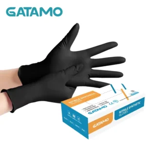 G4 China Factory Medical Examination Powder Free Sterile Nitrile Gloves Disposable Black Gloves