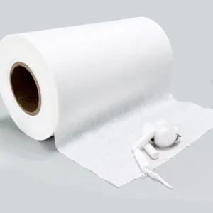 GOTS Certified 30-40gsm Organic Cotton Spunlace Fabric Plain Texture Tampon Topsheet Material