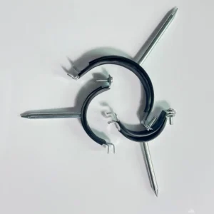 Galvanized Steel Double Pipe Clamp with Nail & Rubber Liner Heavy Duty U Shaped for Household Construction