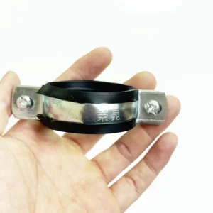 Galvanized Steel Pipe Clamp with Bolt and Rubber Lining 75mm Metric