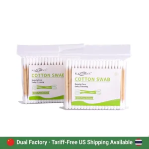 Global Flexible Supply (China + Thailand) 100pcs Cotton Swab Wooden Stick Cotton Buds with Bag