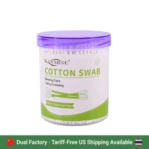 Global Flexible Supply China Thailand Screw Ear Spoon Head Cotton Swab 400pcs Paper Stick Cotton Bud With Round Box