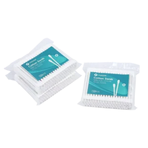 Global Warehouse New Design Double Round Tip Cotton Bud 100pcs pp Stick Cotton Swab with pp Bag