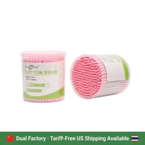 Global Warehouse Pointed Round Head Cotton Swab 200pcs Paper Stick Cotton Bud With Round Box