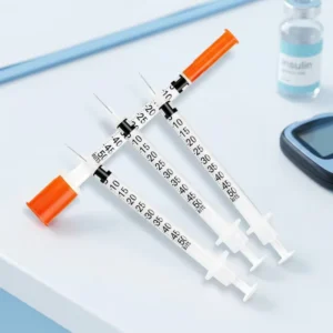 Grade Disposable Syringe 0.3ml 0.5ml 1ml with Fixed Needle Sterile Orange Cap Syringe for Clinic Supply OEM Kit