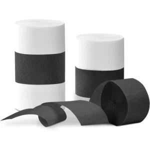Graduation Party Black & White Crepe Streamers Hanging Decoration Roll Crepe Paper
