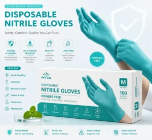 Green Disposable Nitrile Gloves for Beauty & Tattoo Salon, Customizable to Food Grade, Powder Free Latex Free Factory