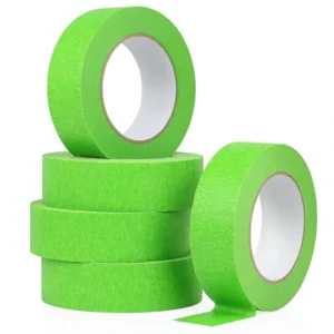 Green Masking Tape 5 Rolls 36mm X 55 Yards Thin Crepe Paper Acrylic Adhesive for Painting Labeling DIY Crafts