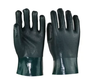 Green PVC Coated Non Disposable Working Gloves Mechanic Safety Industrial Glove CE Certified Acid Alkali Resistant Oil