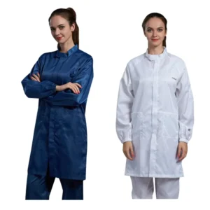 H 1125 Cleanroom Sterile Uniform ESD Gown Anti static Stand Collar 100D Stripe Cleanroom Smock