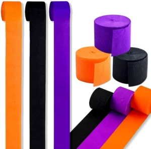Halloween Crepe Paper Black Orange Purple Party Crepe Paper Streamer Roll for Halloween Decorations