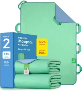 Heavy Absorbent Waterproof Incontinence Bed Pads Washable Positioning Underpads with Handles for Elderly