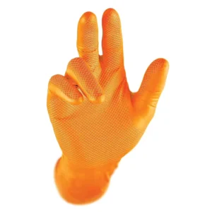 Heavy Duty Chemical Resistant 8 Mil 10 Mil Black Orange Nitrile Gloves Raised Diamond Texture Mechanic Safety Gloves