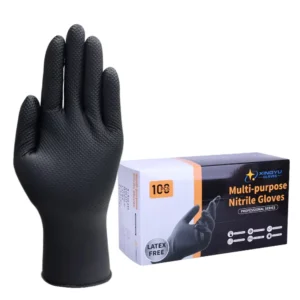 Heavy Duty Chemical Resistant Diamond Textured Nitrile Gloves 8 Mil Mechanic Safety Work Disposable Black Nitrile Gloves