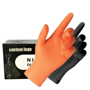 Heavy Duty Diamond Texture Grip Nitrile Gloves Powder Free Disposable Safety Gloves for Industrial & Household Use