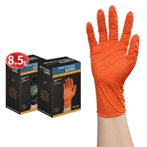 Heavy Duty Diamond Textured Nitrile Gloves 8mil 10mil Black Orange Disposable Industrial Work Gloves Powder Free