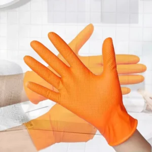 Heavy Duty Industrial Black Orange Diamond Nitrile Gloves Latex Disposable Nitrile Work Gloves