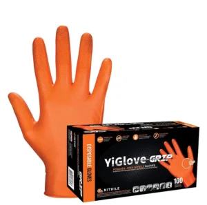 Heavy Duty Orange Nitrile Gloves 8 Mil Diamond Textured Industrial Disposable Work Gloves for Automotive Mechanic